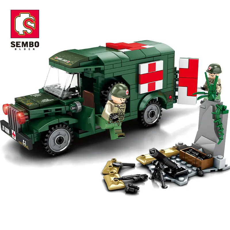 Sembo bloc briques Kit nous T214-WC54 militaire Ambulance bloc de construction jouets ensembles 207051 262 pièces éducatif bricolage assemblage plastique