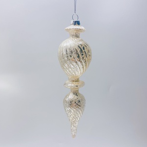 Set 4 ornamen natal merkuri bergaris tiup tangan. Ornamen gantung kaca Set/4 - Product Image 6