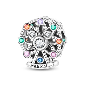 <b>Cute</b> and playful jewelry made of white brass, including a mouse, heart, travel boat, Rubik's Cube, and compass pendant - Product Image 4