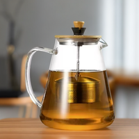 Théière en verre résistant à la chaleur avec infuseur en acier inoxydable récipient chauffé théière bonne bouilloire claire paniers de filtre carrés