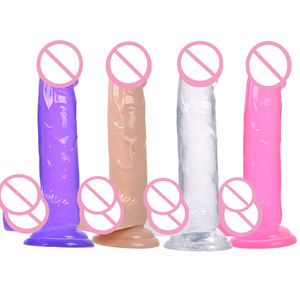Godemiché réaliste en cristal avec <span class=keywords><strong>ventouse</strong></span> pour masturbation sensation de peau en TPE doux et bon marché pour femmes et lesbiennes - Product Image 6