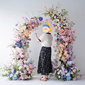 Decorazioni per Feste di Compleanno per Bambini, Composizioni Floreali di Rose <span class=keywords><strong>Rosa</strong></span> Selvatiche in Seta, Fiori Artificiali Viola per Arco e Sfondo - Product Image 3