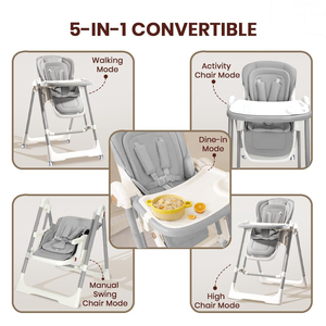 Chaise haute bébé réglable de luxe 2 en 1 avec fonction balancelle pour tout-petits, design élégant et pliable, utilisation sûre, siège d'alimentation haut de gamme - Product Image 6