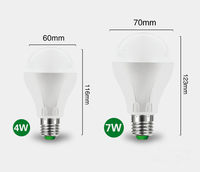 Bombilla LED Inteligente con Sensor de Movimiento SKD A19 4W/7W E26/E27/B22 AC 110-220V, Cuerpo de Plástico, Garantía de 3 Años, Regulable