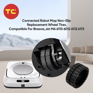 Fregona Robot conectada, neumáticos de rueda de repuesto antideslizantes compatibles con IRobots <span class=keywords><strong>Braava</strong></span> <span class=keywords><strong>Jet</strong></span> <span class=keywords><strong>M6</strong></span> 6110 6012 6112, piezas de Robot - Product Image 5