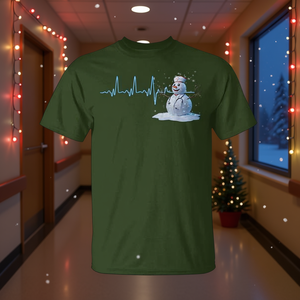 T-shirt de Noël pour infirmière, motif bonhomme de neige, battement de cœur, pulsation, thème médical, pour carrière en soins de santé - Product Image 3