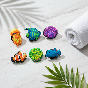 Breloques de luxe néon pour <span class=keywords><strong>chaussures</strong></span>, thème océan, poissons tropicaux colorés, méduses, coraux, décorations durables pour sabots, couleur et taille personnalisables - Product Image 3