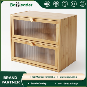 Eco-friendly Bamboo Bread Box 2-Tier Trapezoidal Bread Proofing Box Large-Capacity Flip-Top Bread Storage Box for Restaurants - Product Image 1