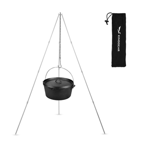 Trépied de camping KingGear en aluminium pour voyages en plein air, 3 sections, support pour <span class=keywords><strong>feu</strong></span> de joie, grille portable, support pour pot suspendu - Product Image 1