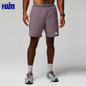 Custom Quick Dry Men's Athletic Running Shorts 5" Workout Shorts 2 In 1 Breathable Lining Sports Workout Gym Shorts For Men