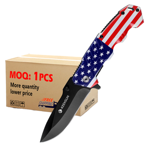 Couteau pliant de camping de qualité industrielle avec lame en acier 3Cr13, motif drapeau américain, manche en aluminium, option de logo personnalisé - Product Image 1