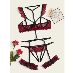 Set Pakaian Dalam Wanita Seksi Transparan Erotis 2 Potong Berbahan Renda, Lingerie Seksi Wanita - Product Image 1