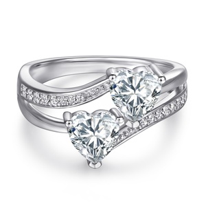 Trendy Heart-Shaped Double Zircon Sterling <b>Silver</b> Jewelry <b>Set</b> CMA for Weddings Gifts Parties Engagements Anniversaries - Product Image 2