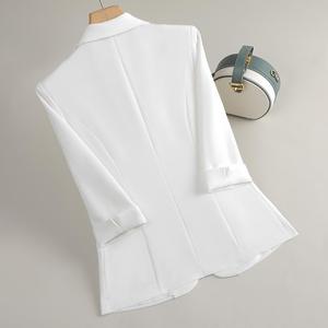 Blazer professionnel taille haute pour femme, blanc, à manches courtes, nouvelle collection, style élégant et féminin, idéal pour le bureau - Product Image 6