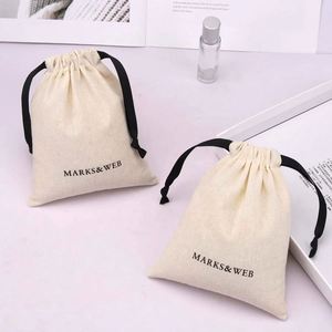 Custom Logo Printed Logo Printed Luxury Cotton Cosmetic <b>Wallet</b> Belt Packing Drawstring Bag Luxury Cotton Muslin Dust Pouch - Product Image 5