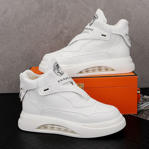 Nuovo arrivo <span class=keywords><strong>Sneakers</strong></span> Casual alte da <span class=keywords><strong>uomo</strong></span> Trendy con cuscino d'aria scarpe da basket con <span class=keywords><strong>tacco</strong></span> nascosto traspirante in Mesh bianco - Product Image 4