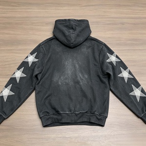 Sweat-shirt homme surdimensionné 100% coton, style vintage délavé, fermeture éclair, effet usé, personnalisable. - Product Image 4