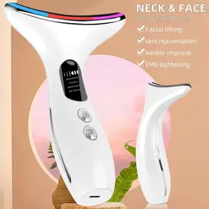 Masajeador de cuello y cara EMS personalizado, vibración de doble mentón, ajuste Facial, dispositivo antiarrugas antienvejecimiento, terapia de luz roja para la cara