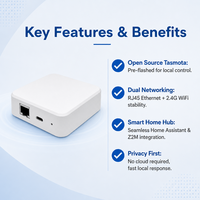 Jembatan Zigbee2MQTT ZHA Nirkabel Premium dengan Konektivitas Kabel RJ45 untuk ESP32 EFR32 Tasmota MQTT Hub Kontrol Rumah Pintar