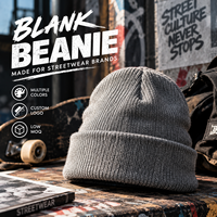 Vintage rib gebreide beanie met boord, wintermuts, streetwear, jaren 90, unisex, gebreide mutsen, blanco, direct leverbaar, pet