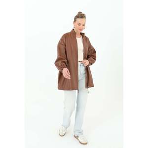 Veste en cuir véritable marron pour femme Puane, avec fermeture éclair sur le devant, élégante et confortable, idéale pour toutes les saisons - Product Image 4