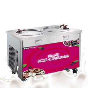 Machine à crème glacée à frire OEM personnalisé poêle à froid double poêle machine à rouleaux de crème glacée frite thaïlande machine à yaourt glacé mix-ins - Product Image 1