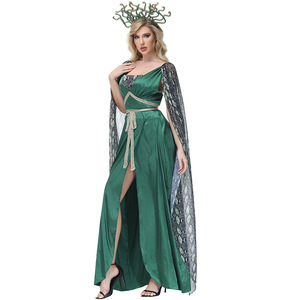 Costume <span class=keywords><strong>di</strong></span> Halloween XJ: Abito Lungo con Motivo a Serpente e Fiori, Vestito Mitologico della Medusa Mostro Marino - Product Image 4