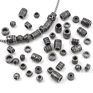 Tubo de cuentas de columna europea, cuentas espaciadoras de acero inoxidable 304 antiguas para collar y pulsera DIY, componentes de fabricación de joyas - Product Image 3