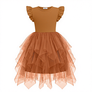 <span class=keywords><strong>Vestido</strong></span> de Tul para Niña Pequeña Arshiner, <span class=keywords><strong>Vestido</strong></span> Formal de Princesa <span class=keywords><strong>con</strong></span> Estampado de Volantes Irregulares para Fiesta de Cumpleaños - Product Image 1