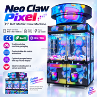 Neofuns Neo Claw Pixel 4 Unit 31 pouces Ensemble de machine à griffes commerciale avec écran LED à pixels pour salles d'arcade, centres de divertissement familial et centres commerciaux