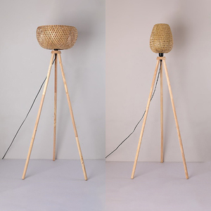 Abat-jour style tissage bambou japonais <span class=keywords><strong>et</strong></span> trépied en <span class=keywords><strong>bois</strong></span> <span class=keywords><strong>lampadaire</strong></span> tissé bambou - Product Image 4