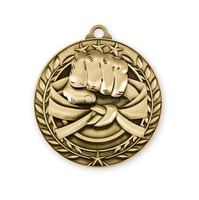 WD Custom Design 3d Zinc Alloy Irlande Karaté Sports Médailles Trophées WUKF Memorial Souvenir Metal Silver Karate Medal