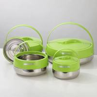 Ensemble de 4 casseroles grande capacité en acier inoxydable noir, chauffe-plats double couche, ensemble de marmites, boîte à lunch en plastique, récipient alimentaire