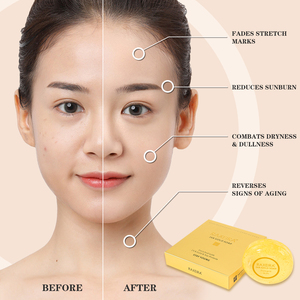 Sapone per la pulizia profonda e la cura della pelle luminosa con etichetta privata 24K oro sapone per il viso è caratterizzato da sbiancamento sbiancante - Product Image 4