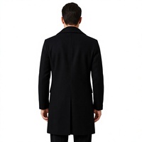 Manteau long d'hiver pour homme en 100% laine, haute performance, réversible, couleur unie, double boutonnage, style streetwear décontracté, anti-plis
