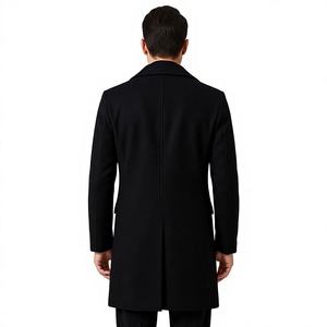 Manteau long d'hiver pour homme en 100% laine, haute performance, réversible, couleur unie, double boutonnage, style streetwear décontracté, anti-plis - Product Image 4