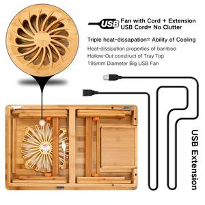 Combohome <span class=keywords><strong>Plateau</strong></span> de lit <span class=keywords><strong>pour</strong></span> <span class=keywords><strong>ordinateur</strong></span> portable grande taille, table de lit réglable en bambou avec ventilateur USB, <span class=keywords><strong>plateau</strong></span> de lit <span class=keywords><strong>pliable</strong></span> avec tiroir <span class=keywords><strong>pour</strong></span> <span class=keywords><strong>ordinateur</strong></span> - Product Image 3