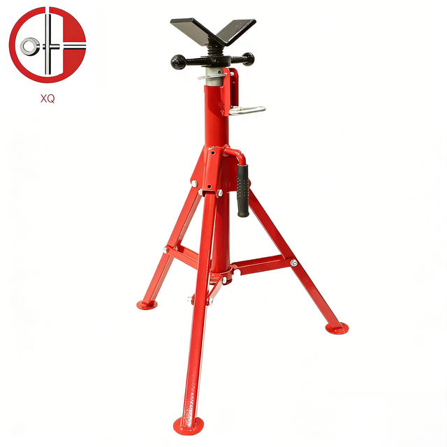 Heavy Duty V-Head Pipe Adjustable Height Tripod Stand Pipe Jack Stands for Welding/Threading/Cutting