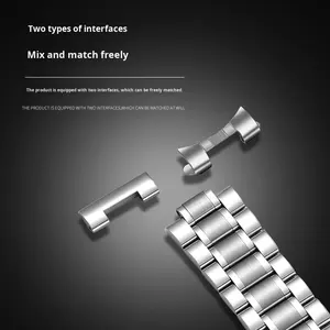 Correa de Acero Inoxidable con Cinco Cuentas Curvas Personalizable con Hebilla de Pasador para Relojes - Venta Directa de Fábrica - Product Image 4