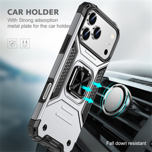 Coque de téléphone antichoc double couche TPU+PC pour iPhone 17 Pro Max 16 Pro 15 14 Plus avec support anneau rotatif à 360° - Product Image 6