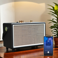 Haut-parleur portable sans fil Bluetooth rétro 16W avec son puissant HD, radio FM et poignée en cuir végétalien