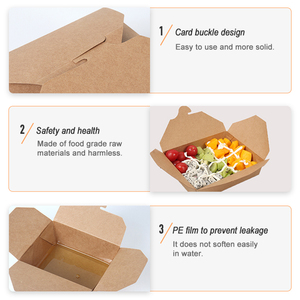 Fabricante de cajas de papel desechables personalizadas para alimentos, embalaje de alimentos para <span class=keywords><strong>Picnic</strong></span>, restaurante, fiambreras de papel Kraft marrón - Product Image 2