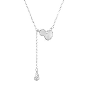 Ciondolo con nappine alla moda Gourd Shell madre acciaio inossidabile placcato platino collana ciondolo doppio disegno zucca catena Figaro - Product Image 6