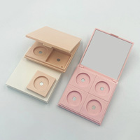 Palette d'ombres à paupières en plastique détachable à quatre couleurs avec boucle magnétique et logo personnalisé, emballée en carton, vente en gros