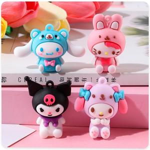 Porte-clés en caoutchouc de dessin animé, breloques animales mignonnes en gel souple pour coques de téléphone, décorations DIY - Product Image 1