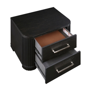 Modern Style Nightstand 2 <b>Drawer</b> Charcoal Finish Elegant Bedside Table - Product Image 3