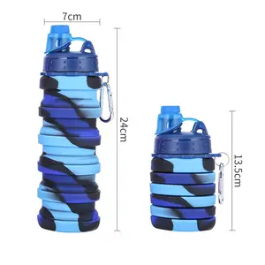 लीक सबूत अद्वितीय सिलिकॉन यात्रा बोतल पुन: प्रयोज्य आउटडोर पानी की बोतल सिलिकॉन बंधनेवाला खेल पानी की बोतल