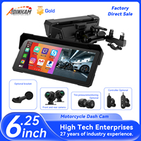 ADINKAM 6.25" Layar Sentuh HD In-Cell Dash Cam untuk Sensor Tekanan Ban Sepeda Motor Kamera Ganda Apple CarPlay Android Auto GPS