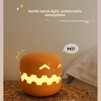 Veilleuse créative et amusante en forme de citrouille, cadeau d'Halloween, activée par la touche, rechargeable par USB, lumière douce, veilleuse de chevet à gradation progressive