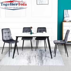 Chaises de salle à manger rembourrées en acier inoxydable, design moderne, élégant et luxueux, colorées, pour restaurant, cuisine, salle à manger - Product Image 2
